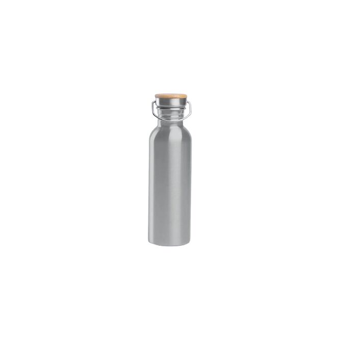 Firmengeschenk Metallflasche mit Logodruck – 750 ml – Silber – langlebiger Trinkbehälter für Büro und Außendienst