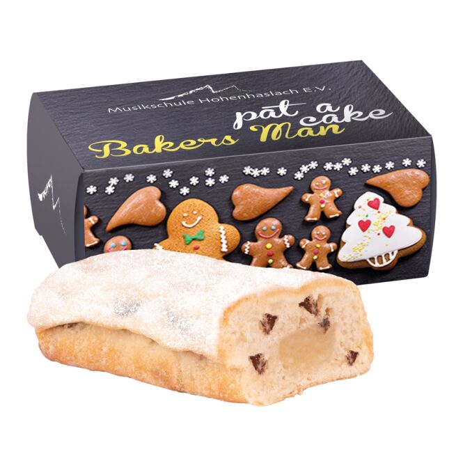 Firmengeschenk Emil Reimann Christstollen Mini – weihnachtlich – mit individuellem Etikett 1 Stück als Weihnachtsgeschenk für Kunden und Partner