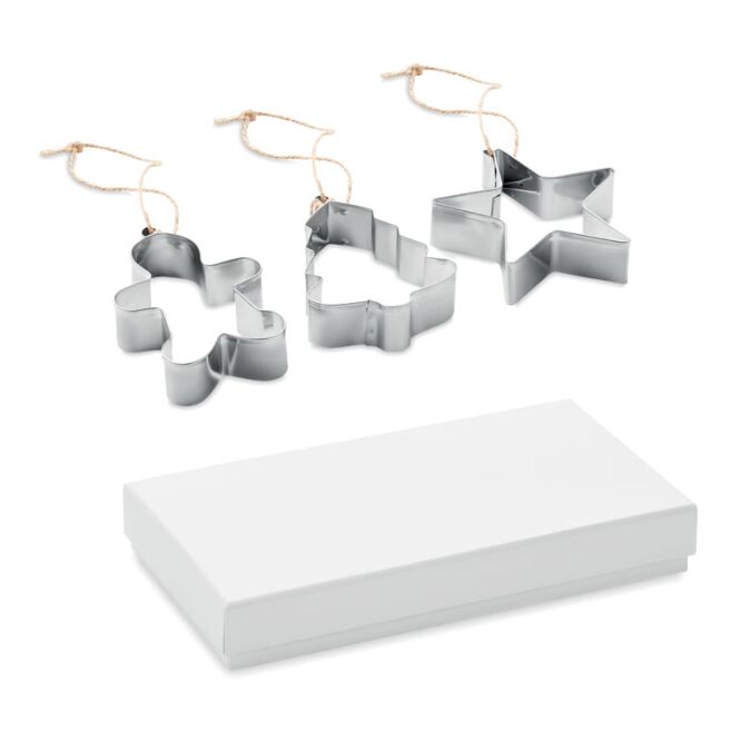 Kundenpräsent Ausstechförmchen Set mit Logodruck – Transparent Grau – Edelstahl Backzubehör für Firmen und Bäckereien