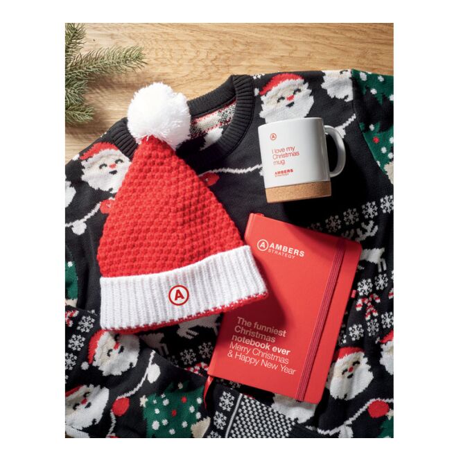 Mitarbeiter-Weihnachtsgeschenk Strickmütze aus Acryl mit Logo bestickt – Rot – wärmende Kopfbedeckung für Firmen und Events