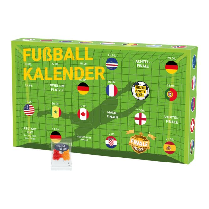 Streuartikel Event Kalender Eco L – mit fruchtgummi – mit bedrucktem Etikett als Werbemittel für Messen und Events an potenzielle Kunden