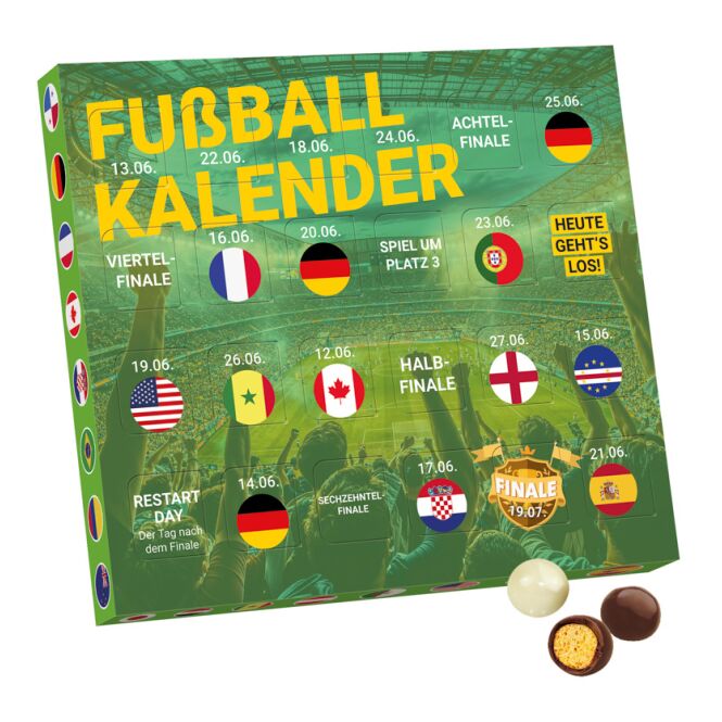 Streuartikel Event Kalender XS – süßigkeiten-füllung – mit bedrucktem Etikett auf Messen und Events für potenzielle Kunden und Partner