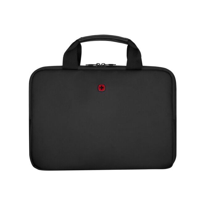 Mitarbeitergeschenk Wenger Guyde 14 Zoll Laptop-Hülle mit Logodruck – Schwarz – recycelte Laptoptasche für Business und Büro