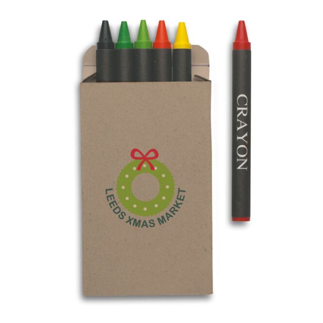 Messe-Giveaway 6-teiliges Wachsmalstift-Set mit Logodruck – Bunt – kreatives Malset für Kinder-Events und Firmenevents