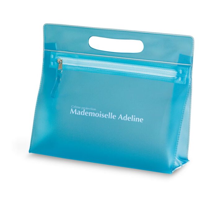Werbeartikel Kosmetiktasche mit Siebdruck – Blau – Kulturbeutel für Marketing und Reise