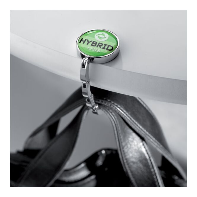 Kundengeschenk Taschenhalter elegant – schwarz – mit Logo bedruckt für Messen & Promotion