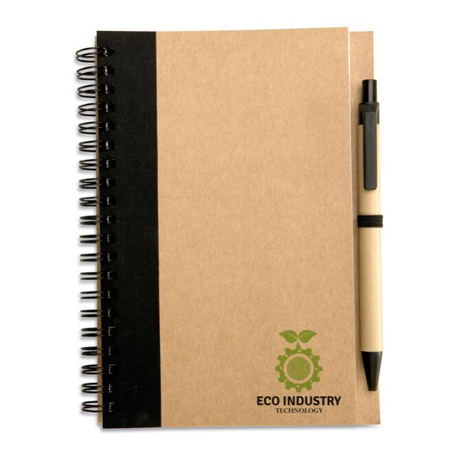 Mitarbeitergeschenk Notizbuch Recycelter Notizblock – schwarz – mit individuellem Werbedruck 70 Seiten nachhaltiges Journal