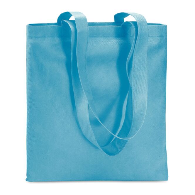 Streuartikel Einkaufstasche Non-Woven – türkis – mit individuellem Logodruck 80 g/m² mit langen Tragegriffen als leichte Stofftasche für Promotion