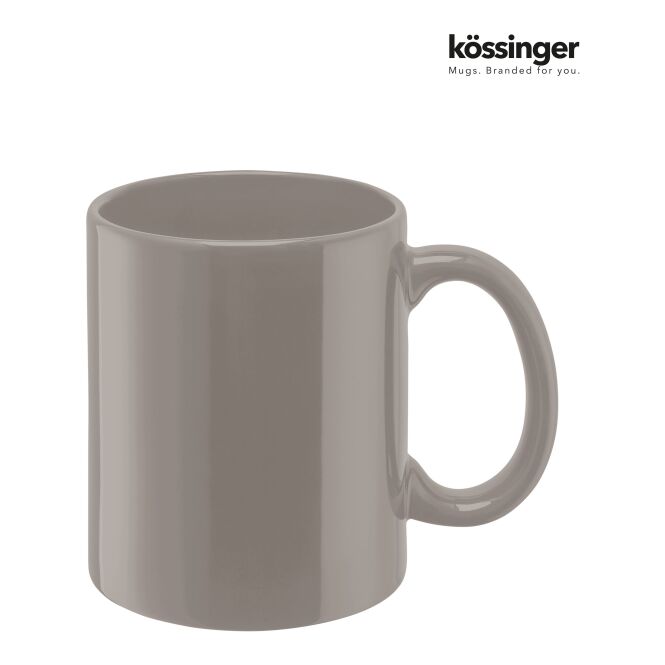 Firmengeschenk Keramikbecher Kössinger Carina – grau – mit Logodruck für die Büroküche