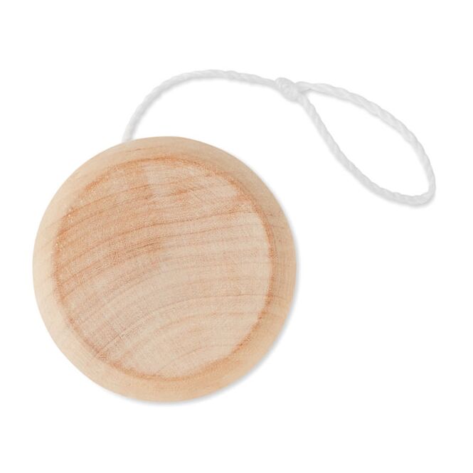 Werbeartikel Holz-Jo-Jo mit Gravur – Holzfarben – klassisches Spielzeug für Messen und Firmenevents