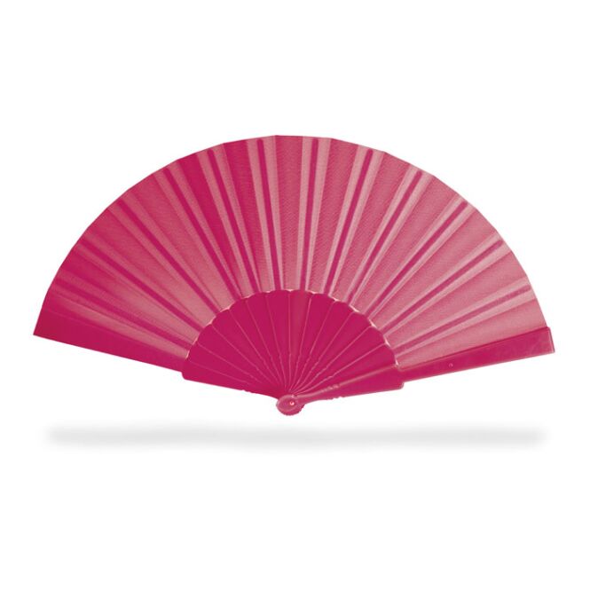 Werbeartikel Handfächer bunt – fuchsia – mit Logo bedruckt für Strand-Promotions