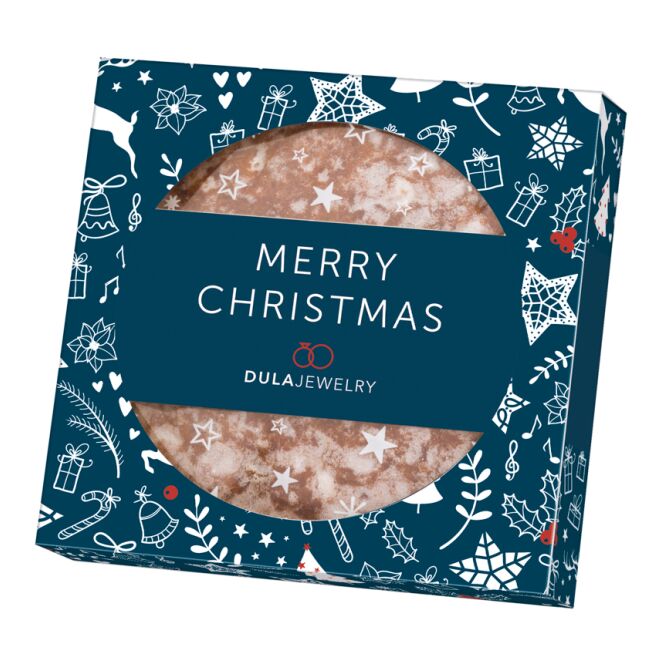 Firmengeschenk Haeberlein-Metzger Elisen Lebkuchen – weiß – mit bedrucktem Etikett 60 g als Weihnachtsgeschenk für Kunden und Partner