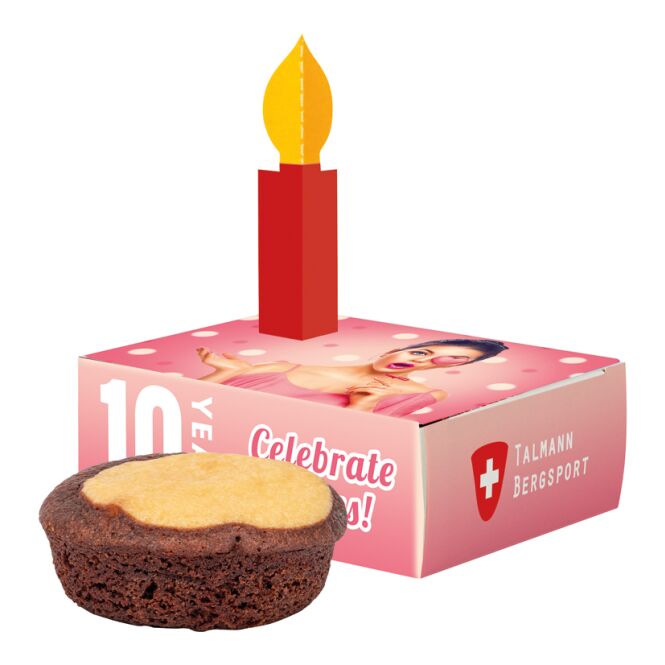 Werbemittel Bahlsen Minikuchen – weiß – mit Logo bedruckt 27,5 g als hochwertiges Firmengeschenk für Geschäftspartner und Mitarbeiter