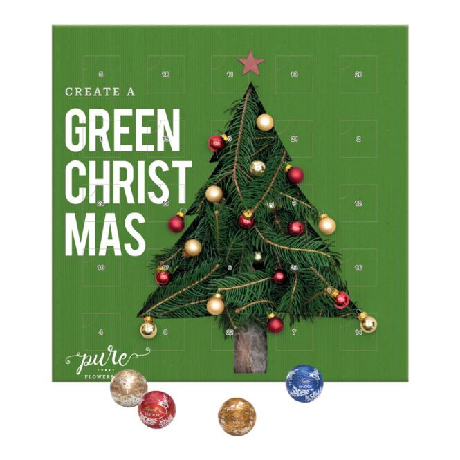 Mitarbeiter-Weihnachtsgeschenk Minikugel Adventskalender mit individuellem Druck – nachhaltige Kartonhülle – süßes Präsent für Kunden & Büros