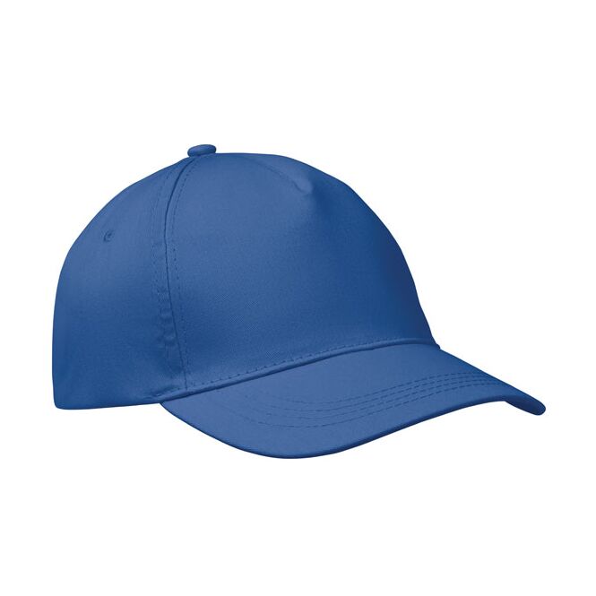 Werbeartikel 5-Panel-Baseball-Cap königsblau – mit Logodruck Baumwolle 150g/m² 7 1/4 verstellbar klassisches Baseball Cap für Team-Events