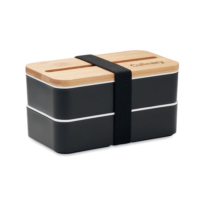 Werbeartikel Lunchbox aus recyceltem PP mit Gravur – Schwarz – nachhaltige Aufbewahrung für Büro und Kantine