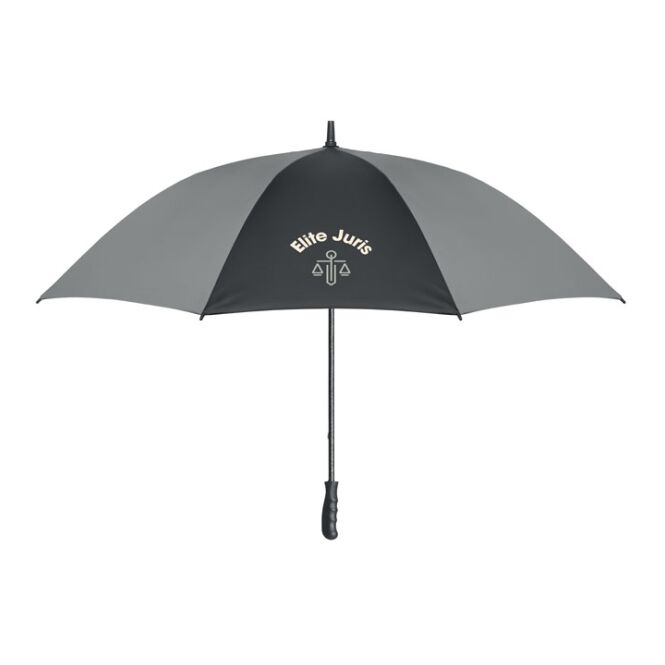 Werbeartikel 30 Zoll Regenschirm mit Logodruck – Schwarz – windbeständiger Stockschirm für Firmen und Messen