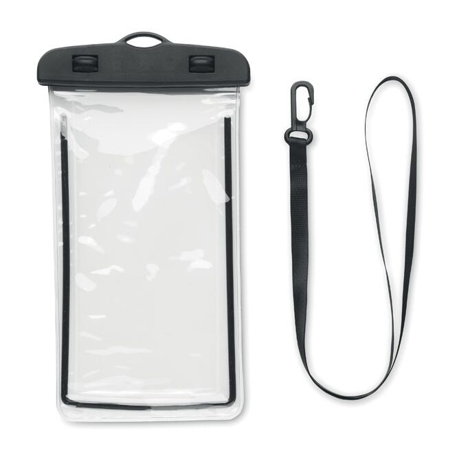 Werbeartikel wasserdichte Smartphone-Hülle mit Logodruck – Schwarz – wasserresistentes Schutzcover für Firmen und Messen