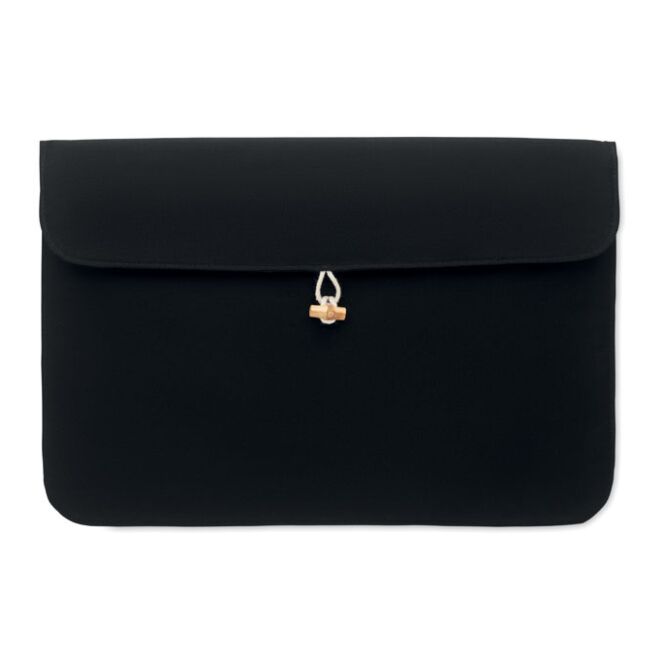 Werbeartikel Laptoptasche mit Logodruck für 15 Zoll Geräte – Schwarz – robuste Notebooktasche für Firmen und Business