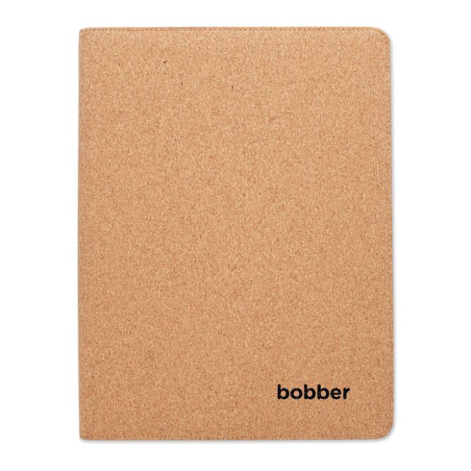 Werbeartikel DIN A4 Dokumentenmappe aus Kork mit Logoprägung – Beige – nachhaltige Büroorganisation für Unternehmen
