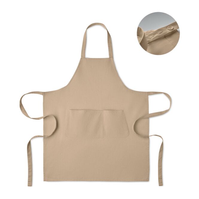 Gastro-Werbemittel Küchenschürze Organic Cotton – seil – mit Logodruck 240 g/m² nachhaltige Bio-Baumwolle als robuste Kochschürze für die Gastronomie