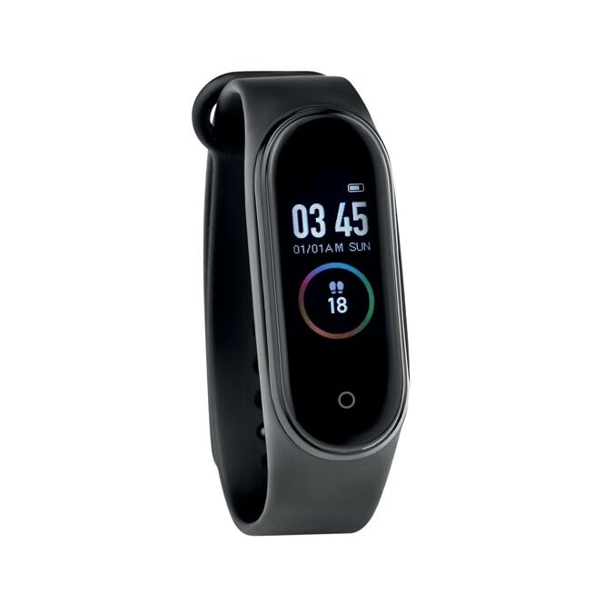 Firmengeschenk Armbanduhr 4.0 Fitness Smart Watch – schwarz – mit Logo bedruckt 0,96 Zoll Display Li-Pol-Akku für Mitarbeiter