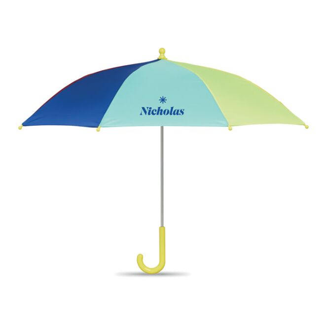 Mitarbeitergeschenk 18 Zoll Regenschirm mit Logodruck – Bunt – wetterfester Regenschutz für Firmen und Events