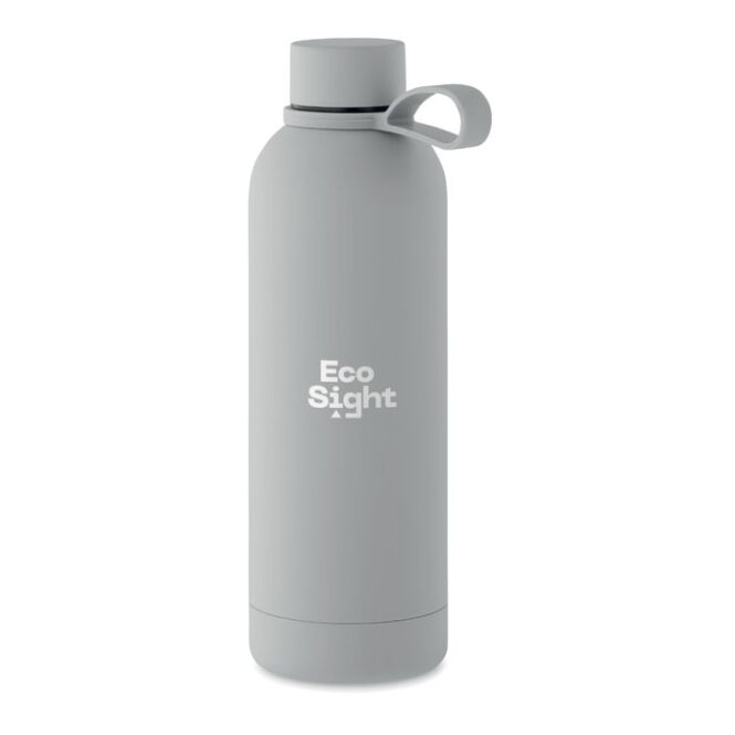 Kundengeschenk doppelwandige Isolierflasche mit Gravur – 500 ml – Grau – nachhaltige Trinkflasche aus recyceltem Edelstahl für Firmen