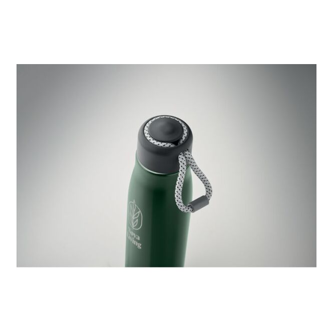 Werbeartikel Doppelwandige Isolierflasche mit Gravur – Dunkelgrün – 500 ml Edelstahl-Trinkflasche für Firmen und Messen