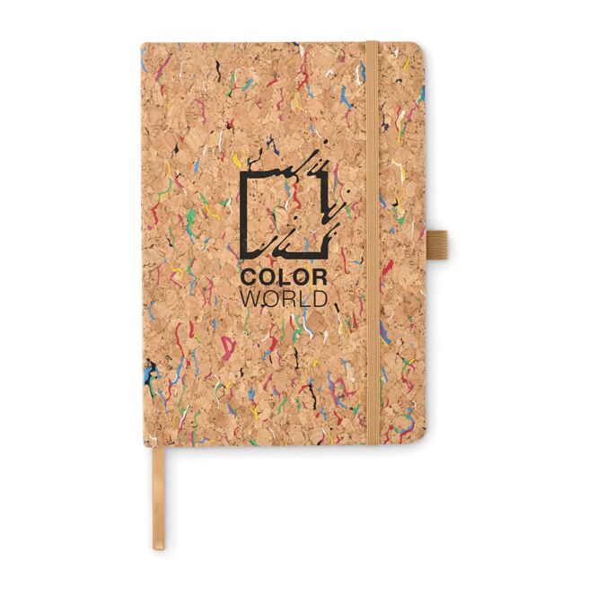 Werbeartikel Notizbuch Kork DIN A5 mit Logoprägung – Beige – nachhaltiges Schreibbuch für Büro und Business