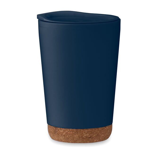 Werbeartikel doppelwandiger Becher 300 ml mit Logodruck – marineblau – Isolierbecher für Firmen und Büro