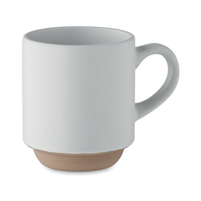 Firmengeschenk Kaffeebecher Keramik – weiß – mit Logodruck 170 ml stapelbar für die Büroküche