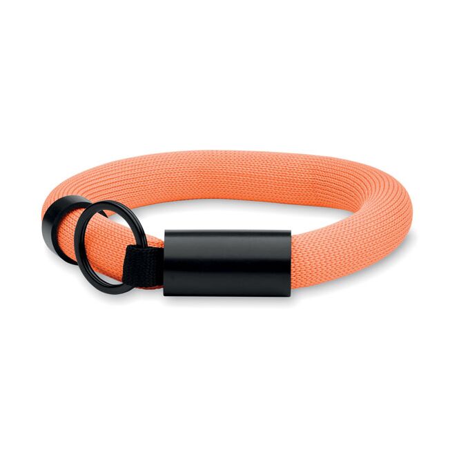 Messeartikel Schlüsselring mit Armband – orange – mit Logo bedruckt schwimmendes Schaumstoff-Polyester Wristband für Event-Ausstattung