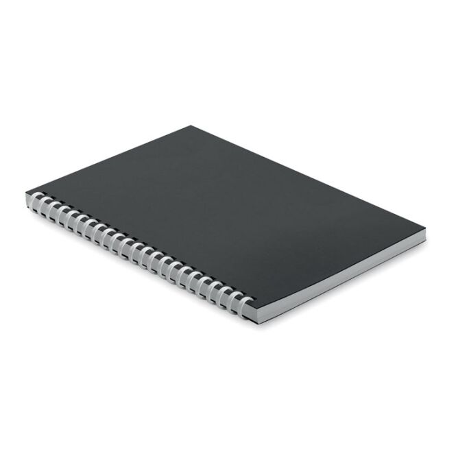Mitarbeitergeschenk Notizbuch Karton – schwarz – mit individuellem Werbedruck 80 Blatt Recyclingpapier DIN A5 nachhaltiges Journal