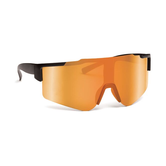 Werbeartikel Sonnenbrille Sport UV400 – orange – mit Logo bedruckt UV400-Schutz verspiegelte Gläser stylische UV-Brille Firmen-Event