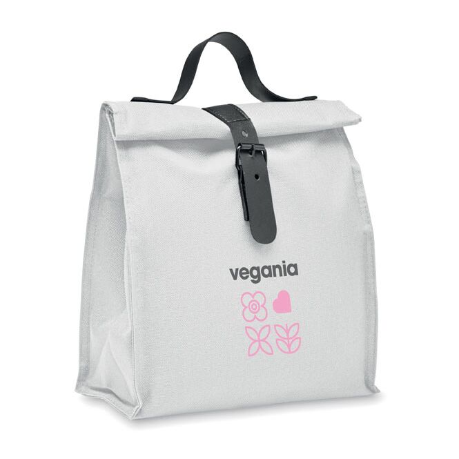 Werbeartikel Kühltasche RPET mit Logodruck – Weiß – isolierte Kühltasche für Firmen und Events