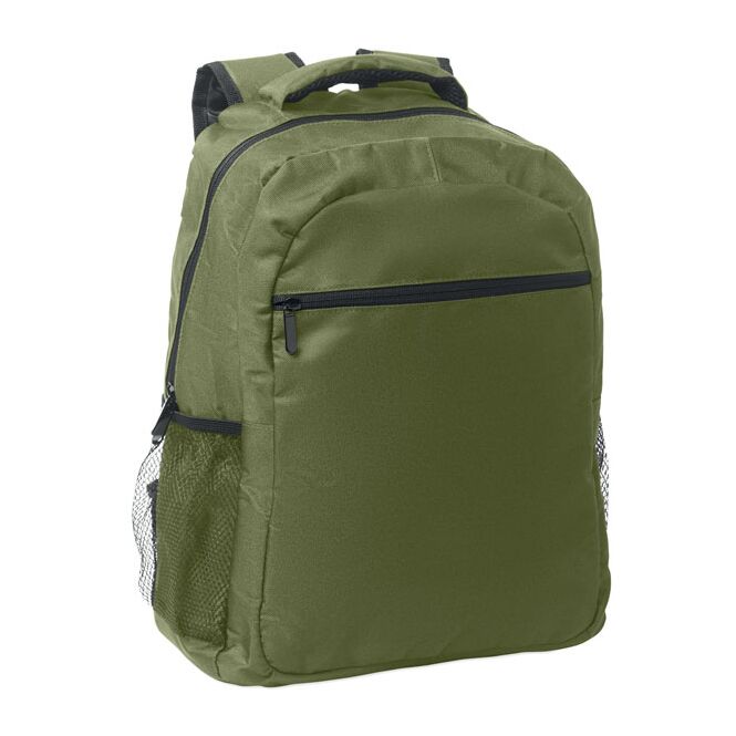 Firmengeschenk 15 Zoll Laptop-Rucksack aus RPET mit Logodruck – Armeegrün – nachhaltige Computertasche für Business und Büro