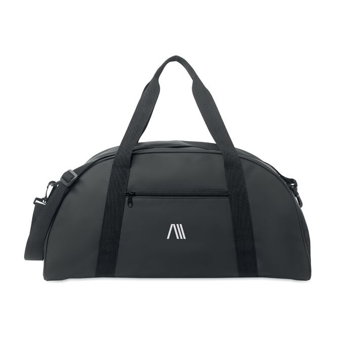 Werbeartikel Sporttasche mit Logodruck – Schwarz – geräumige Reisetasche für Firmen