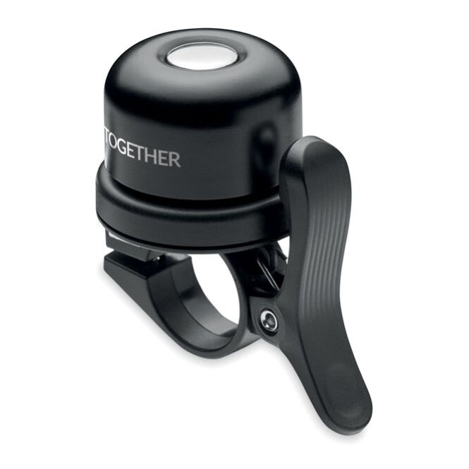 Firmengeschenk Fahrradklingel mit Apple Find My Locator mit Gravur – Schwarz – nützliches Sicherheitszubehör für Kunden und Mitarbeiter