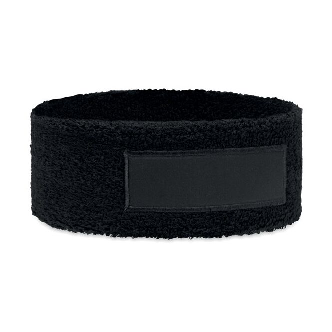 Werbeartikel Stirnband – schwarz – mit Werbedruck aus Polycotton, ideal für Sportevents & Turniere