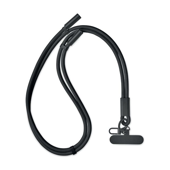 Werbeartikel 60W Lanyard-Ladekabel mit Logodruck – Schwarz – Typ-C Datenkabel für Business und Messen