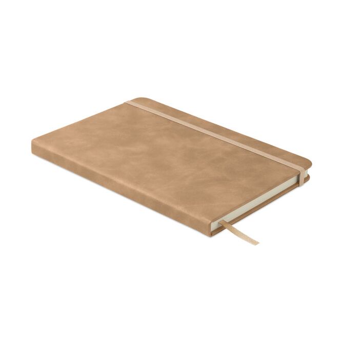 Mitarbeitergeschenk Notizbuch Smokey A5 – khaki – mit individuellem Werbedruck 40% recyceltes PU 80 Blatt 70g Recyclingpapier nachhaltiges Journal für