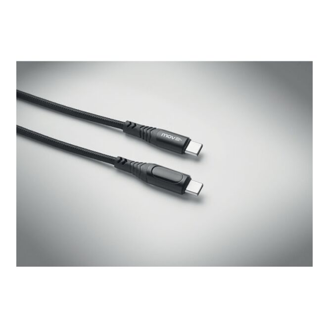 Firmengeschenk 100W Typ-C Ladekabel mit Gravur – Schwarz – leistungsstarkes Datenkabel mit LED-Anzeige für das Büro