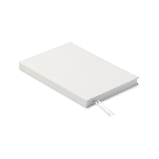 Mitarbeitergeschenk Notizbuch DIN A5 recyceltes Material – weiß – mit individuellem Werbedruck 128 Blatt 70g Recyclingpapier nachhaltiges Journal für