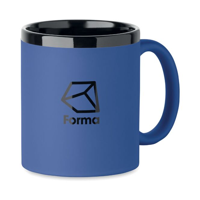 Werbeartikel Kaffeebecher Keramikbecher – königsblau – mit Logodruck 300 ml für die Büroküche