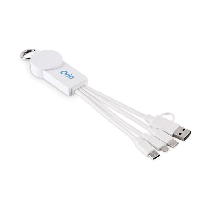 Werbeartikel 2in1 Ladekabel Typ-C mit Logodruck – Weiß – praktisches Ladezubehör für Büro & IT-Ausstattung
