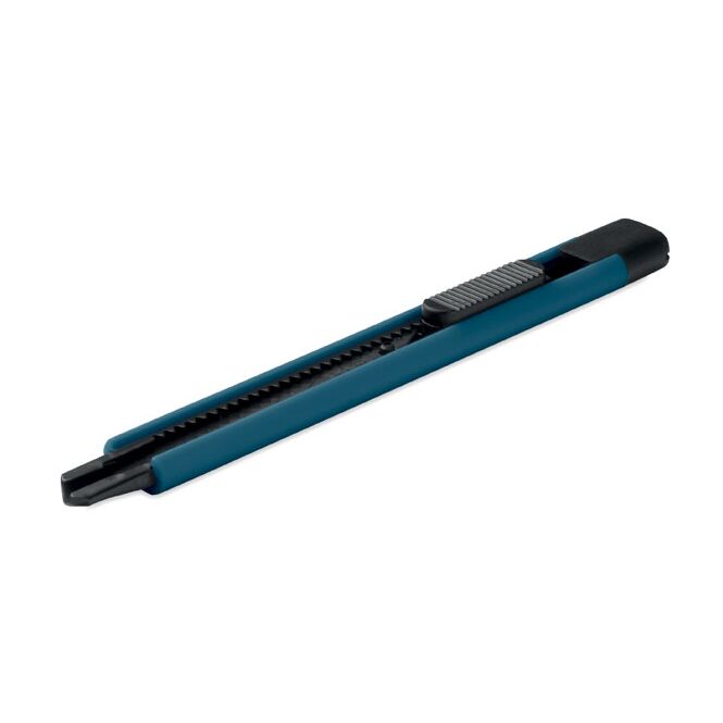 Werbeartikel Cuttermesser – blau – mit Logo bedruckt, 15cm Klinge aus Karbonstahl, scharfes Teppichmesser für präzise Schnitte