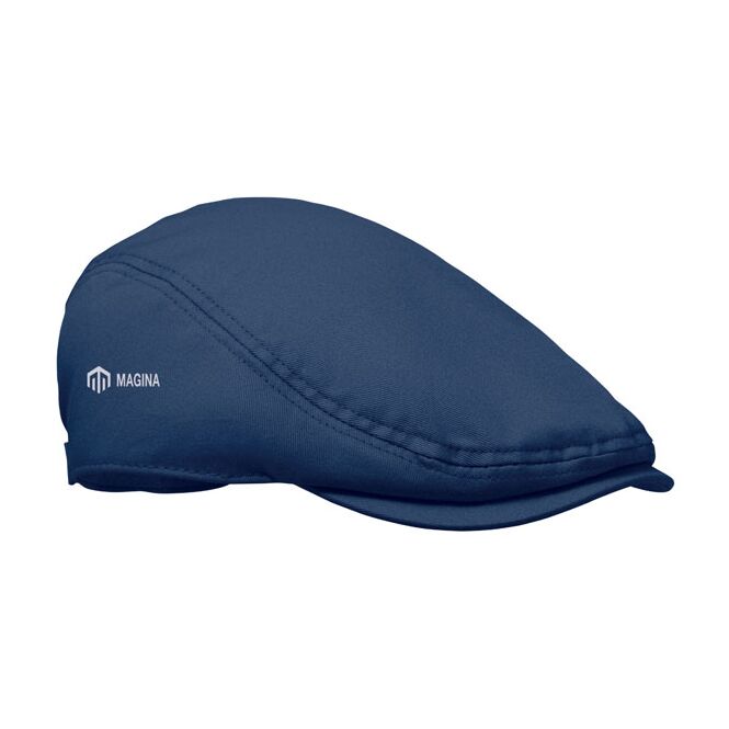 Werbeartikel Newsboy-Kappe 235 g/m² – blau – mit Logodruck Baumwolle mit Metallverschluss klassisches Baseball Cap für Firmen-Events