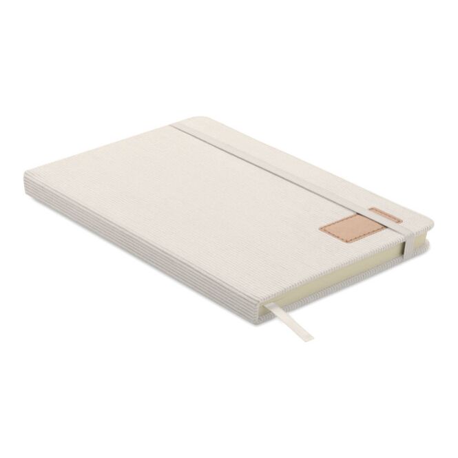 Kundengeschenk Notizbuch RPET DIN A5 – weiß – mit Logo geprägt für den Büroalltag aus nachhaltigem Recyclingpapier