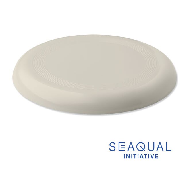Werbeartikel Frisbee SEAQUAL – beige – mit Logo bedruckt Ø 21cm aus nachhaltigem Ozean-Plastik für Firmen-Events